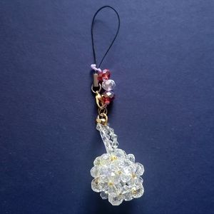 Braided Beads Ball Ornament with Bell, Keychain Bag Charm Handmade